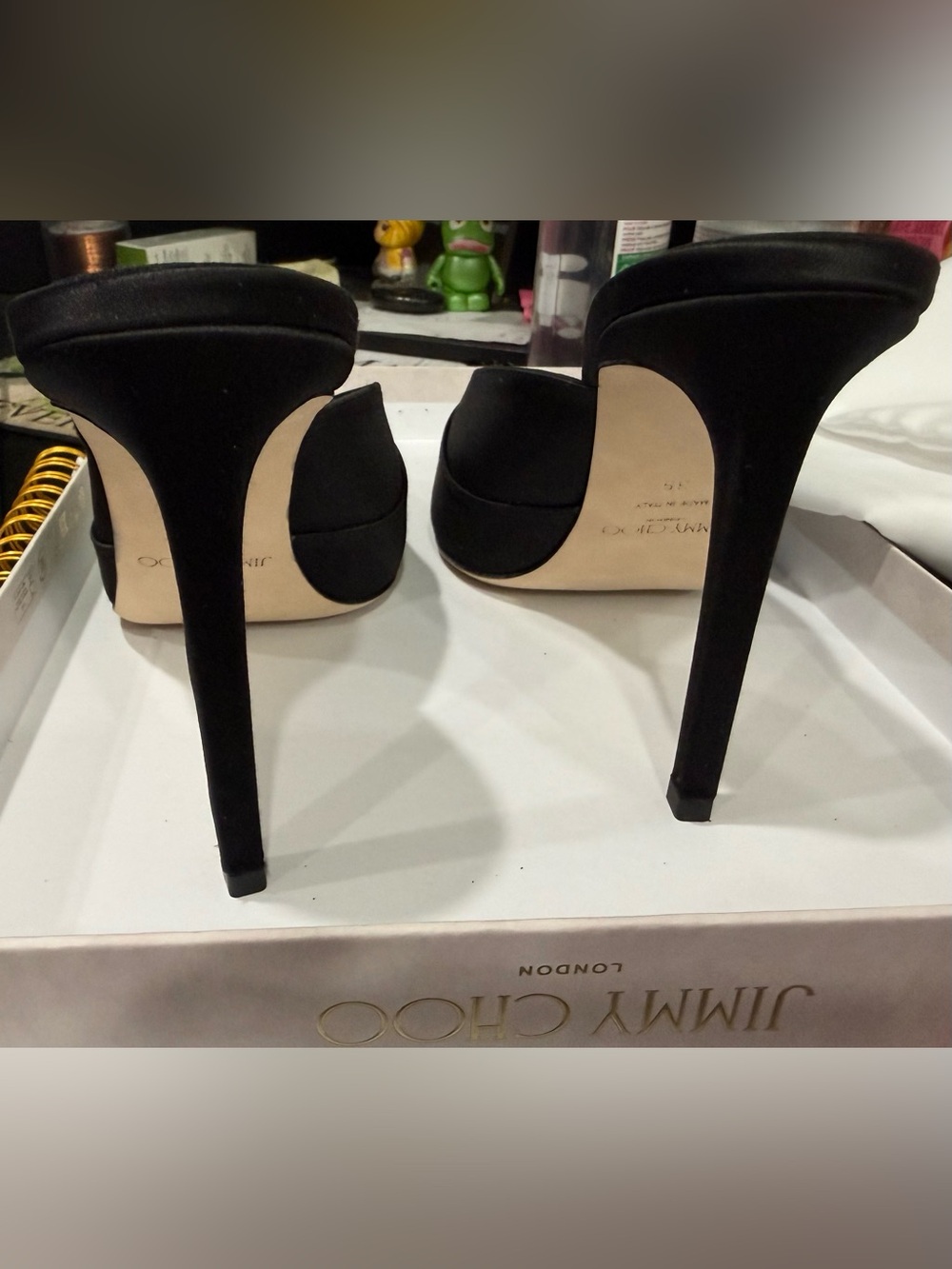 Jimmy Choo Black Satin Brigitte Mules - Picture 4 of 10